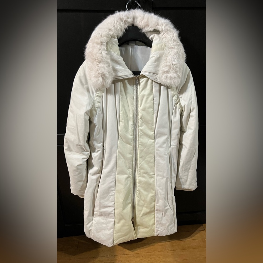 Armani Exchange long jacket with real fur collar. Size Large in mint condition.